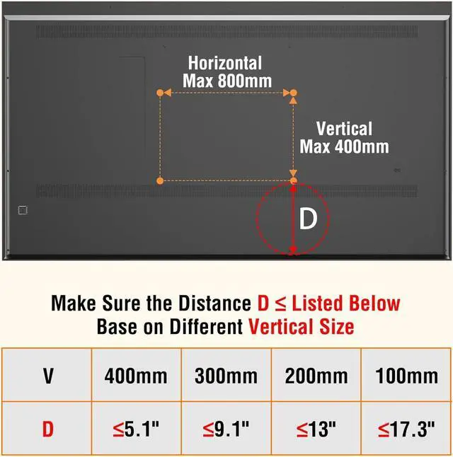 Alt view image 6 of 7 - ELIVED Universal Table Top TV Stand for Most 27 to 55 inch LCD LED Plasma Flat Screen TVs, TV Base Height Adjustable Leg Stand Holds up to 88 lbs, VESA up to 800x400mm, YD1014