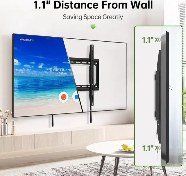 Alt view image 2 of 6 - USX MOUNT Fixed TV Wall Mount with Low Profile for Most 26-60 Inch LED, LCD and Flat Screen TVs, Wall Mount Bracket with VESA Up to 400x400mm and Weight Capacity 99lbs,and Space Saving TV Bracket