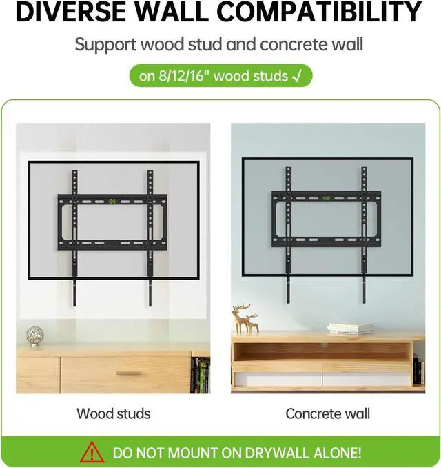 Alt view image 4 of 6 - USX MOUNT Fixed TV Wall Mount with Low Profile for Most 26-60 Inch LED, LCD and Flat Screen TVs, Wall Mount Bracket with VESA Up to 400x400mm and Weight Capacity 99lbs,and Space Saving TV Bracket