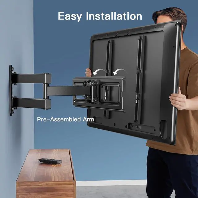 Alt view image 6 of 7 - PERLESMITH Full Motion Articulating TV Wall Mount Bracket for 26-55in TVs up to 70lbs - Swivels, Tilts, Adjusts - Max VESA 400x400mm
