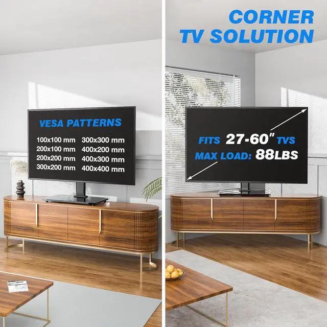 Alt view image 5 of 7 - Rfiver Universal Table Top TV Stand TV Base Replacement for Most 27 30 32 39 40 42 43 49 50 55 60 Inch LCD LED Plasma Flat Screen TVs, Vesa Mount Holds up to 88 lbs, Height Adjustable