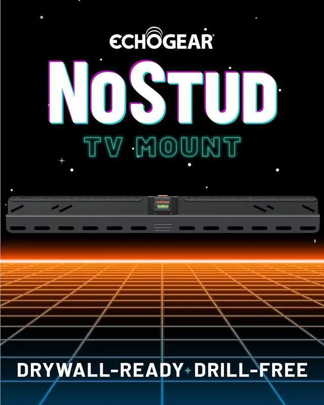 Alt view image 2 of 7 - ECHOGEAR No Stud TV Mount for Drywall - Slim No Drill Design Holds TVs Up to 100lbs with Nails - Easy Studless Install with No Drill Needed