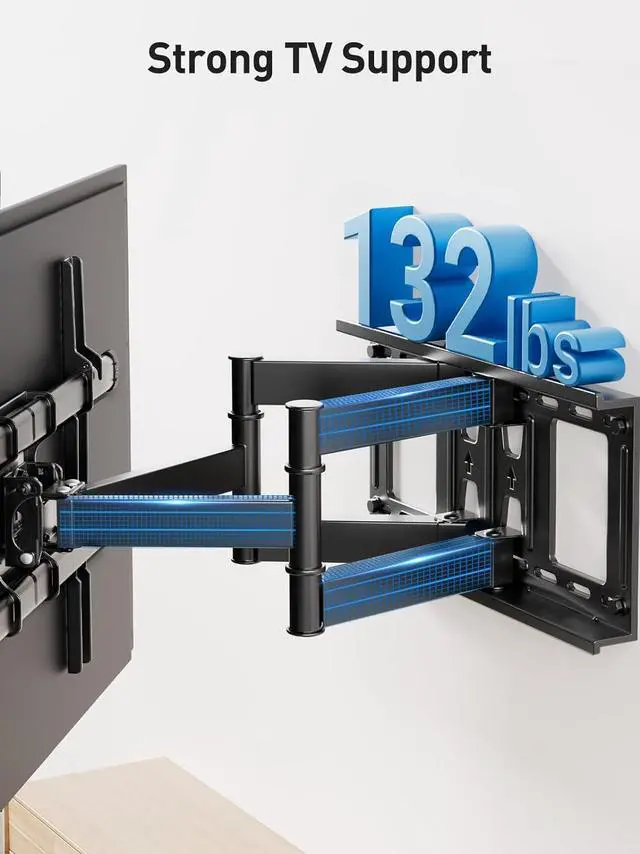 Alt view image 3 of 6 - Full Motion TV Wall Mount for Most 37-82 inch TVs up to 132 lbs TV Mount with Dual Articulating Arms with Tilt and Extension Fits 12 16 Studs Max VESA 600x400mm PSLFK1