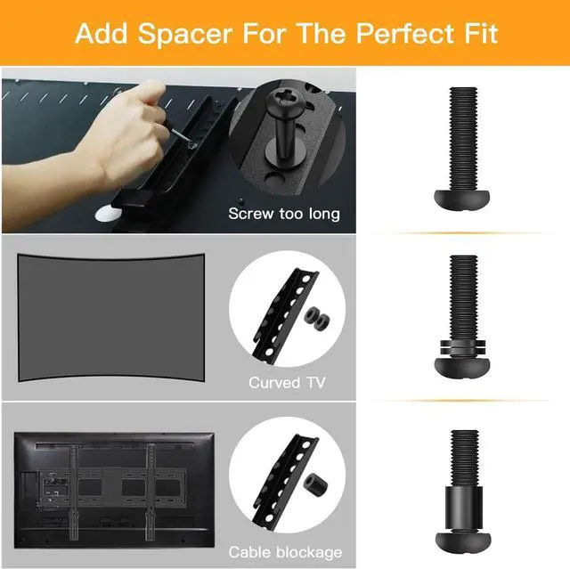 Alt view image 3 of 6 - Universal TV Mounting Hardware Kit Fits Most TVs up to 80 inches, VESA Wall Mount M4, M5, M6, M8 Screws, Spacers and Washers, Works with Most TV/Monitor Mounts, PGUHP2, Black