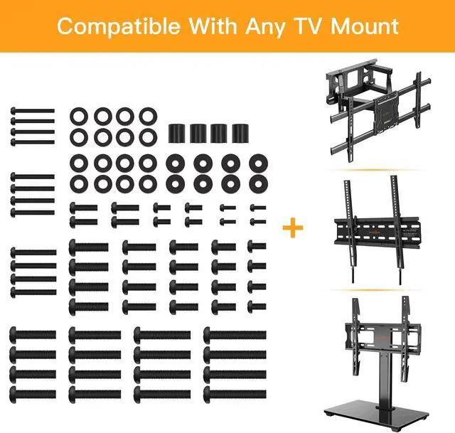 Alt view image 5 of 6 - Universal TV Mounting Hardware Kit Fits Most TVs up to 80 inches, VESA Wall Mount M4, M5, M6, M8 Screws, Spacers and Washers, Works with Most TV/Monitor Mounts, PGUHP2, Black