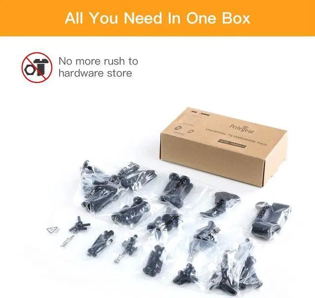Alt view image 6 of 6 - Universal TV Mounting Hardware Kit Fits Most TVs up to 80 inches, VESA Wall Mount M4, M5, M6, M8 Screws, Spacers and Washers, Works with Most TV/Monitor Mounts, PGUHP2, Black