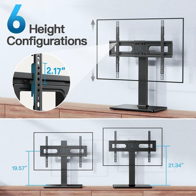 Alt view image 4 of 7 - PERLESMITH Universal Swivel TV Stand for 37-80 inch TVs, Holds up to 99lbs