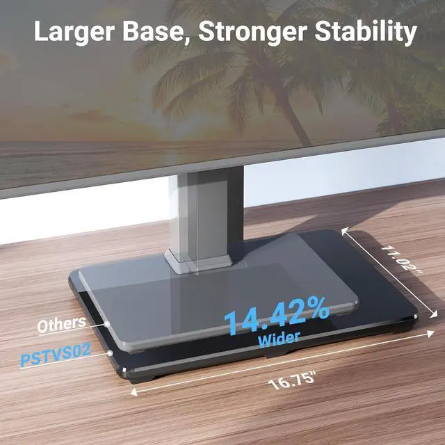 Alt view image 3 of 7 - PERLESMITH Swivel Universal TV Stand for 37-65,70,75 inch LCD OLED Flat/Curved Screen TVs-Height Adjustable Table Top Center TV Stand with Wire Management, VESA 600x400mm up to 88lbs