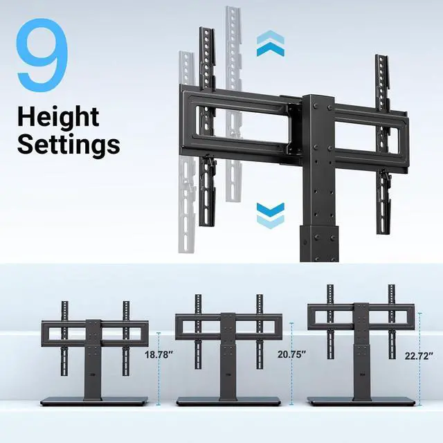 Alt view image 5 of 7 - PERLESMITH Swivel Universal TV Stand for 37-65,70,75 inch LCD OLED Flat/Curved Screen TVs-Height Adjustable Table Top Center TV Stand with Wire Management, VESA 600x400mm up to 88lbs