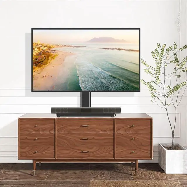 Alt view image 7 of 7 - TVON Universal TV Stand Base, Swivel Table Top TV Stand for 20-43 inch TVs/Monitors with 4 Level Height Adjustment and Tempered Glass Base, Holds up to 88 Lbs, VESA 200x200mm