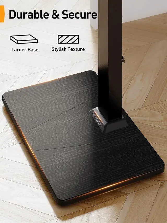 Alt view image 4 of 7 - Perlegear Floor TV Stand with Mount for 32-70 inch TVs up to 88lbs, Floor Standing TV Stand with 9 Height Adjustment, TV Swivel Stand for Living Room with Wood Base, Max VESA 400x400mm, PGFS09