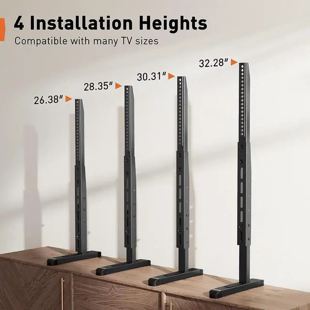 Alt view image 3 of 7 - Perlegear TV Stand Steel TV Legs for Most 3782 Inch Flat or Curved TVs up to 110 lbs, Height Adjustable TV Feet Suitable for Soundbar, Universal Tabletop TV Stand Base Max VESA 800 x 500mm, PGTVS20