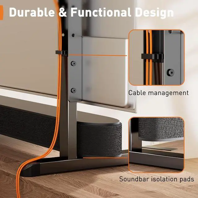 Alt view image 5 of 7 - Perlegear TV Stand Steel TV Legs for Most 3782 Inch Flat or Curved TVs up to 110 lbs, Height Adjustable TV Feet Suitable for Soundbar, Universal Tabletop TV Stand Base Max VESA 800 x 500mm, PGTVS20