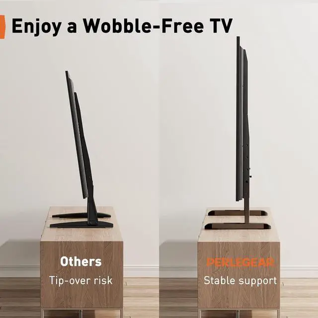 Alt view image 6 of 7 - Perlegear TV Stand Steel TV Legs for Most 3782 Inch Flat or Curved TVs up to 110 lbs, Height Adjustable TV Feet Suitable for Soundbar, Universal Tabletop TV Stand Base Max VESA 800 x 500mm, PGTVS20