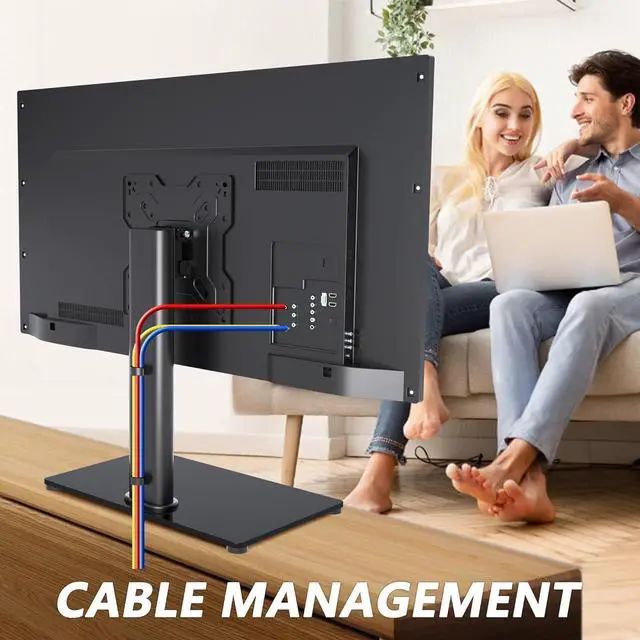 Alt view image 5 of 7 - Universal TV Stand Base, Table Top TV Stand for 17-43 Inch LCD/LED TVs, Height Adjustable Monitor Mount Stand with Tempered Glass Base Holds up to 88lbs VESA 200x200mm, TS103