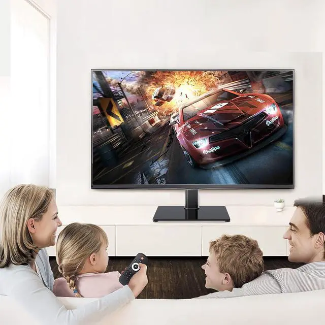 Alt view image 7 of 7 - Universal TV Stand Base, Table Top TV Stand for 17-43 Inch LCD/LED TVs, Height Adjustable Monitor Mount Stand with Tempered Glass Base Holds up to 88lbs VESA 200x200mm, TS103