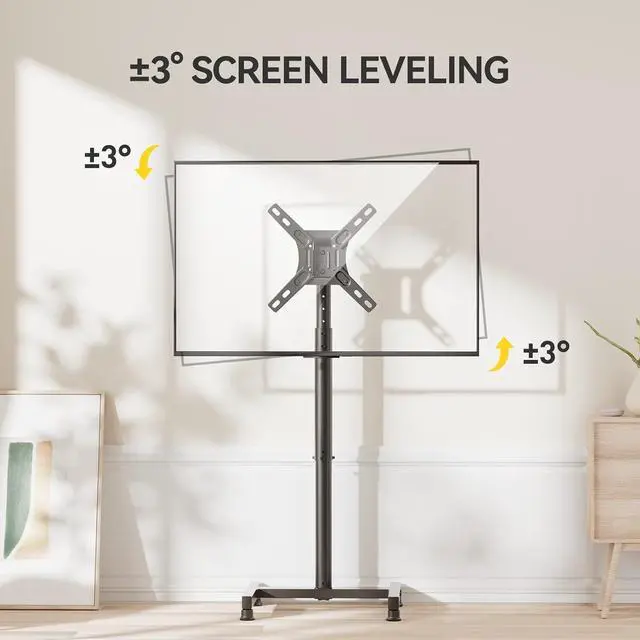 Alt view image 6 of 7 - AM alphamount TV Floor Stand for 13-50 inch Flat/Curved TVs up to 44 lbs, 8 Level Height Adjustable Monitor Floor TV Stand with VESA 200x200, Portable TV Mount Stand for Living Room, Bedroom, Office