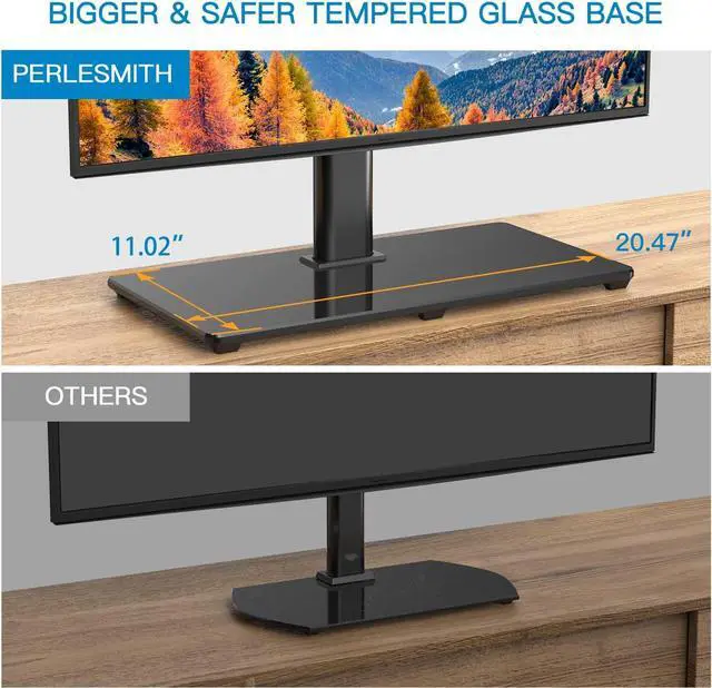 Alt view image 2 of 7 - PERLESMITH Universal TV Stand Table Top TV Base for 32-82 inch LCD LED OLED 4K Flat Screen TVs-Height Adjustable TV Mount Stand with Tempered Glass Base, VESA 600x400mm, Holds up to 99lbs PSTVS11