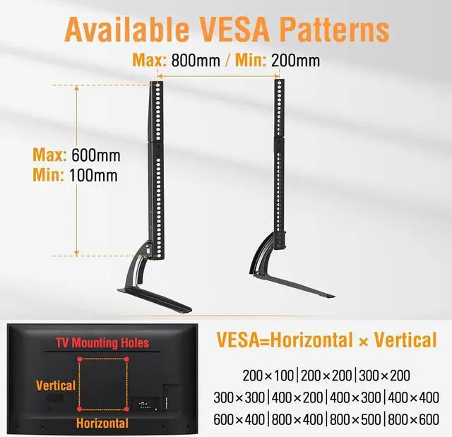 Alt view image 2 of 7 - ELIVED Universal Table Top TV Stand for Most 32 to 70 inch LCD LED Plasma Flat Screen TVs, TV Base Height Adjustable Leg Stand Holds up to 88 lbs, VESA up to 800x600mm, YD1024