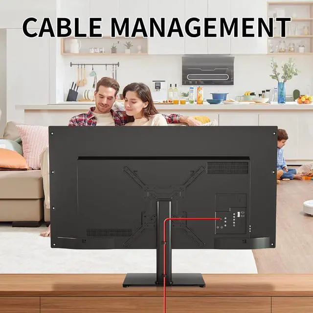 Alt view image 3 of 7 - Universal TV Stand Base, Table Top TV Stand for 17-55 Inch LCD/LED TVs, Height Adjustable Monitor Mount Stand with Tempered Glass Base Holds up to 88lbs VESA 400x400mm, TS102