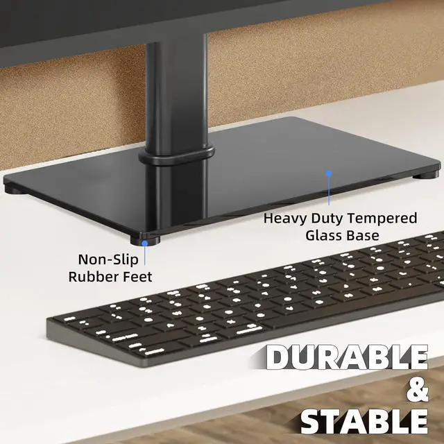Alt view image 6 of 7 - Universal TV Stand Base, Table Top TV Stand for 17-55 Inch LCD/LED TVs, Height Adjustable Monitor Mount Stand with Tempered Glass Base Holds up to 88lbs VESA 400x400mm, TS102