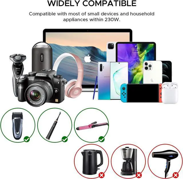 Alt view image 6 of 7 - 220V to 110V Converter, Key Power 230-Watt Step Down Voltage Converter & Power Converter, International Travel Power Adapter with USB C Port 18W.