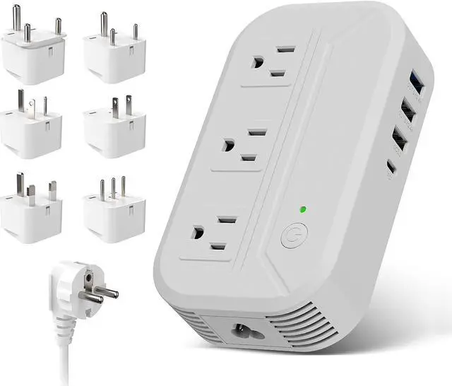 Main image of 220v to 110v Converter 2300W Power Converter Adapter Combo for International Travel with 3 AC 3 USB-A 1 USB-C Step Down Voltage Converter US to Europe, UK, AU, IT, Asia, India, S.Africa 200+ Countries
