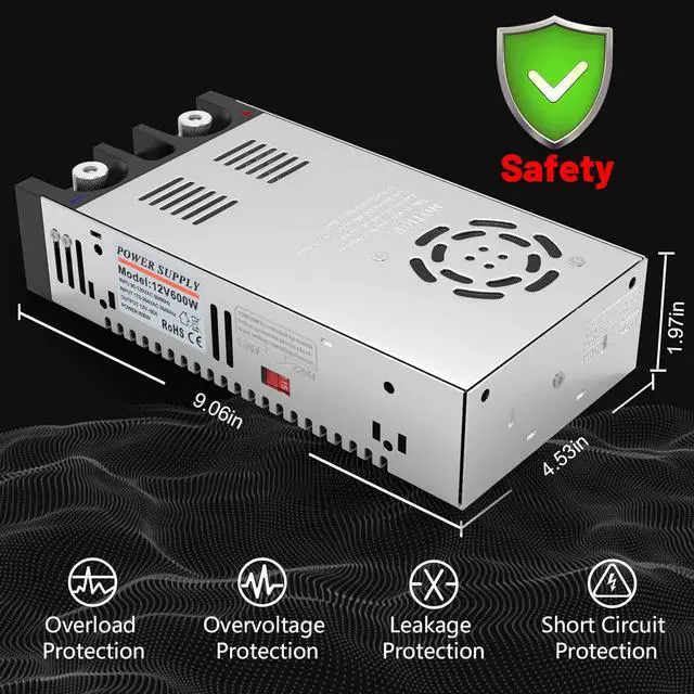Alt view image 5 of 6 - IMAYCC 110V AC to 12V DC Converter Power Supply 12V DC Switch Transformer for LED Strip, LCD Monitor, CCTV, Radio,Car Stereo and Diesel Heater 50A 600W