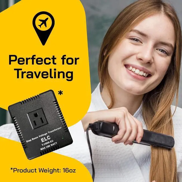 Alt view image 4 of 7 - 200-Watt Voltage Converter - Step Down - 220v to 110v / 240v to 120v Travel Power Converter - for Hair Straightener, Hair Dryer, Laptops and Chargers, CE Certified [3-Years Warranty]