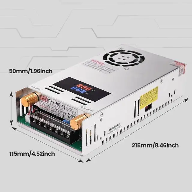 Alt view image 3 of 7 - Adjustable DC Power Voltage Converter with Digital Display AC 110V-220V to DC 0-48V 0-10A Module Switching Power Supply 480W Voltage Regulator Transformer Built in Cooling Fan