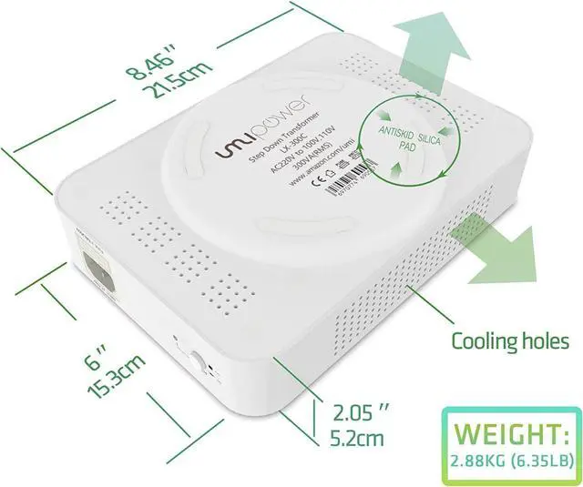 Alt view image 4 of 7 - UMI Step Down Voltage 220v to 110v Converter, Travel Power Converter 220V to 110V 300W, Good Transformer for Overseas, Step Down Power Voltage Converter 220V to 110V - US to Europe Voltage Converter