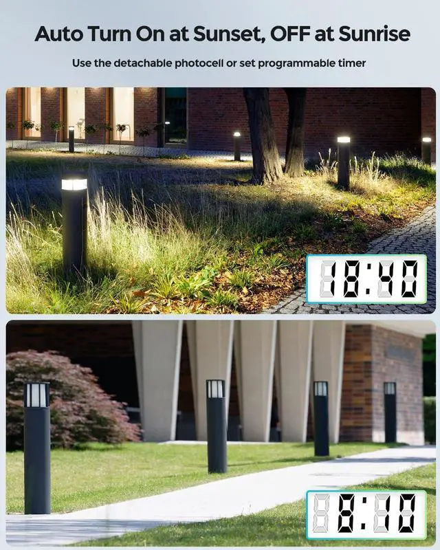 Alt view image 4 of 7 - 300W Landscape Transformer (12V/15V AC), Outdoor Low Voltage Transformers for Landscape Lighting, Detachable Photocell Sensor & Digital Timer, Stainless Steel, ETL Listed