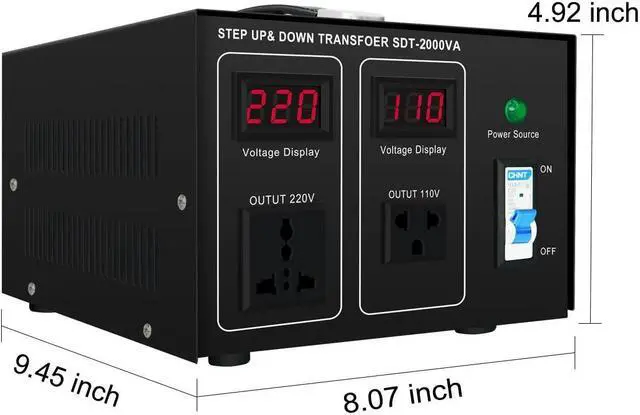 Alt view image 6 of 6 - Step UP/Down Transformer 220v to 110v, 2000W 110 to 220 Voltage Converter 120v to 240V Heavy Duty Power Transformer