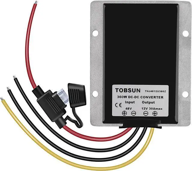 Alt view image 3 of 7 - 30A 360W DC 36V/48V to 12V Voltage Converter with Fuse - Waterproof Step Down Regulator Buck Reducer Power Transformer for Golf Cart - DC 36V/48V to 12V 30A
