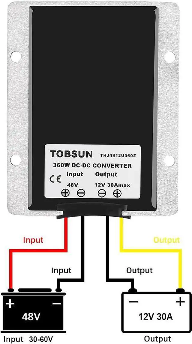 Alt view image 6 of 7 - 30A 360W DC 36V/48V to 12V Voltage Converter with Fuse - Waterproof Step Down Regulator Buck Reducer Power Transformer for Golf Cart - DC 36V/48V to 12V 30A