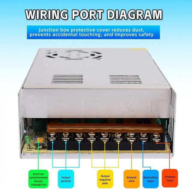Alt view image 4 of 6 - 110V AC to 12V DC Transformer, 12V 500W 40A Switching Power Converter, Built-in Cooling Fan, with Various Power adapters.