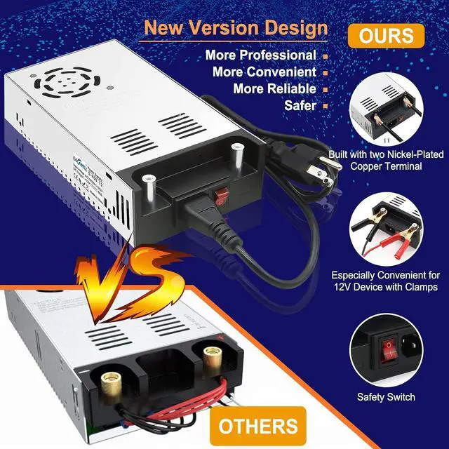 Alt view image 2 of 7 - New Version AC to DC Converter, EAGWELL SMPS 110V AC to 12V DC Converter Power Supply Adjustable Switch Power Supply Transformer Max 50A 600W