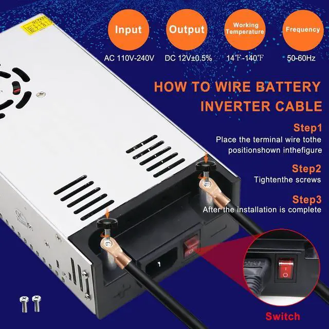 Alt view image 5 of 7 - New Version AC to DC Converter, EAGWELL SMPS 110V AC to 12V DC Converter Power Supply Adjustable Switch Power Supply Transformer Max 50A 600W