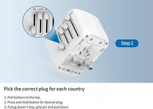 Alt view image 2 of 2 - International Travel Adapter Voltage Converter Combo for 100V-240V with 2 USB Ports, USA to UK Europe Australia 200+