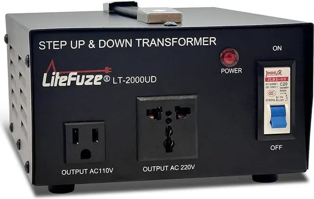 Main image of 2000 Watt Voltage Converter Transformer Step Up/Down - 110v to 220v / 220v to 110v Power Converter - Fully USA Grounded Cord - Universal Outlet Socket, 2x US Outlets - CE Certified