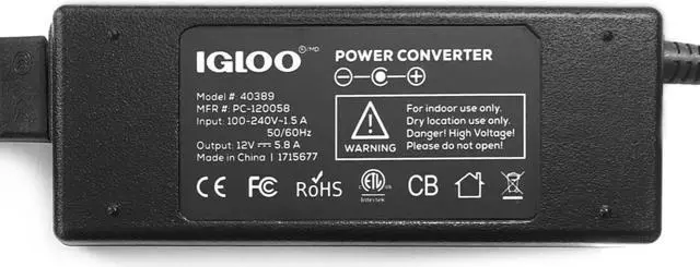 Alt view image 2 of 6 - Igloo 110V AC Power Converter for Iceless Kool Mate Cool Chill Thermolectric Coolers