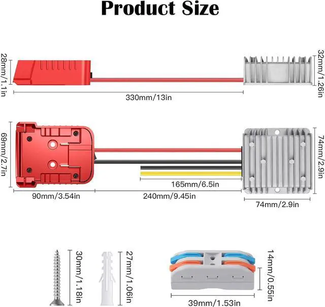 Alt view image 7 of 7 - DC Power Aadpter for Milwaukee M18 Battery 18V to 12V Step Down Voltage Converter 15A MAX 180W Inverter Automatic Buck Converter DC Voltage Regulator with Upgraded Low Voltage Protection and Switch