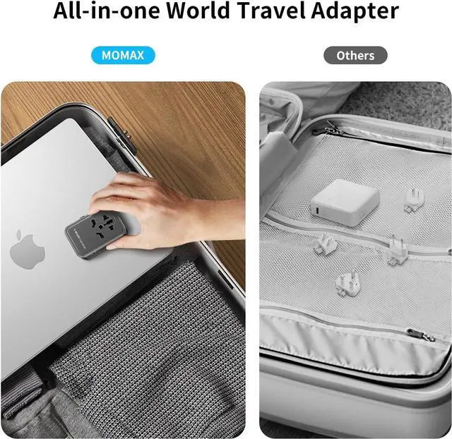 Alt view image 5 of 6 - MOMAX Universal Travel Adapter Worldwide 35W, Fast Charging International Power Adapter with PD3.0, QC3.0, USB C, All in One World Plug Adapter for US EU UK AUS Laptops Tablets Phones, Small Size