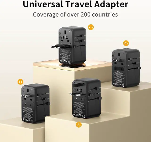 Alt view image 5 of 6 - MOMAX 120W Universal Travel Adapter, GaN Technology, EU/UK/AUS/US/JP Worldwide, Fast Charging for iPhone, MacBook pro, Vision Pro, Charging Cable Included