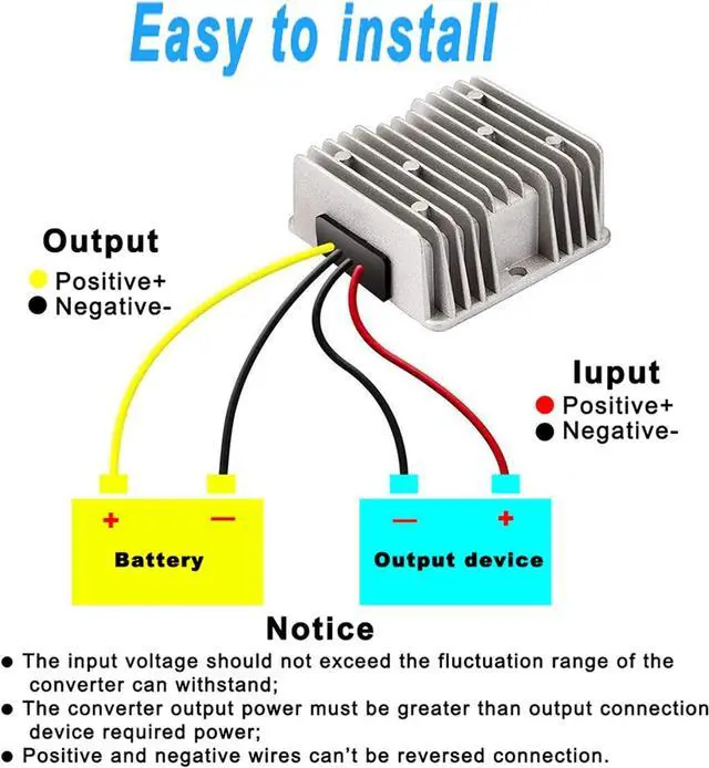 Alt view image 7 of 7 - 12V to 48V DC Step UP Converter, EAGWELL DC Converter Regulator 6A 288W Power Supply Adapter for Golf Cart Club Car Truck Vehicle Boat Solar System
