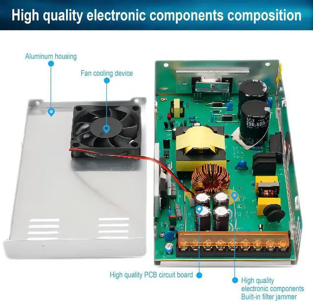 Alt view image 4 of 7 - 24V 25A 600W DC Switching Power Supply, Universal Regulated Switching AC110V/220V (SMPS), 24 Volt Power Supply for 3D Printer, CCTV Camera Security System,Computer Project