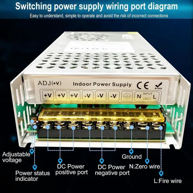 Alt view image 5 of 7 - 24V 25A 600W DC Switching Power Supply, Universal Regulated Switching AC110V/220V (SMPS), 24 Volt Power Supply for 3D Printer, CCTV Camera Security System,Computer Project