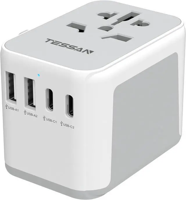 Main image of TESSAN Universal Travel Adapter 21W, International Plug Adaptor with 2 USB C Wall Charger 2 USB A Ports, Worldwide Power Outlet Travel Essentials for US to European EU UK AUS (Type C/G/A/I)
