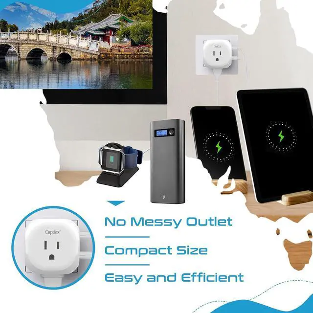 Alt view image 5 of 6 - Ceptics Australia, China Travel Adapter - 5 Input with 20W PD-QC 3.1A Dual USB-C and USB - Ultra Compact - Light Weight - USA to Any Type I Countries Such as New Zealand, Argentina and More