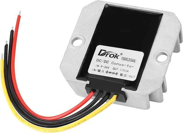 Main image of DROK Boost Buck Converter 9V-36V to 12V 5A 60W Aluminium Shell Waterproof Auto Step Up Down Voltage Regulator 12V Volt Transformer for Car Audio Solar Power System LCD Television LED Display Screen
